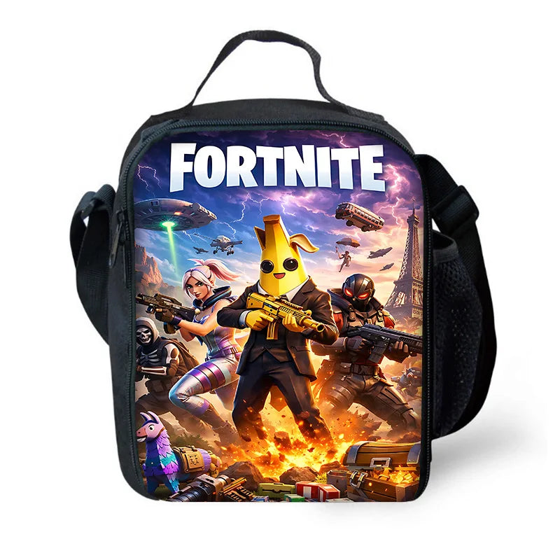 Bolsa térmica infantil FortniteS New Game, aislada y de gran capacidad, para niños y niñas, estudiantes, picnic al aire libre, lonchera refrigerante reutilizable