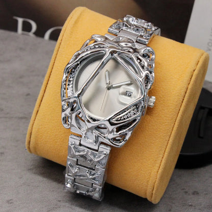 Fashion Y2K Antique Alabaster Quartz Watch Men Retro Black Strap Red Medieval Old Unique Creative Men Watches Luminous AAA Clock