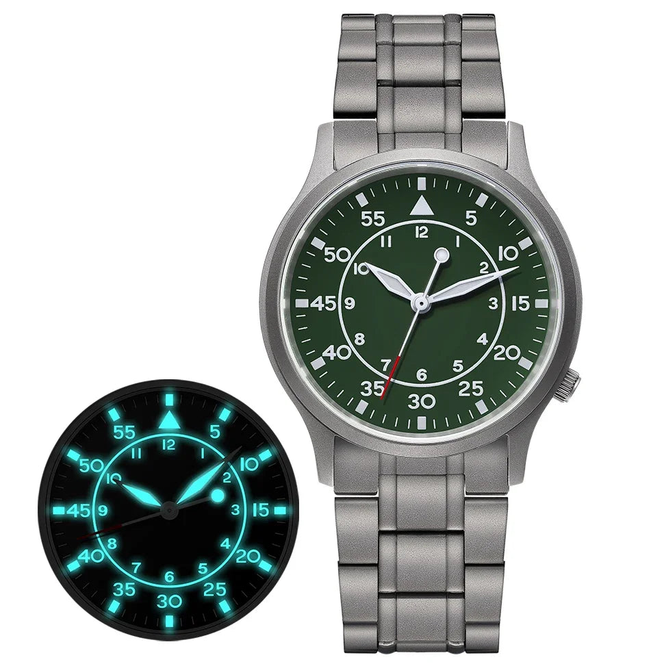 BERNY Titanium Watch For Men AR Coating Sapphire Fashion Wristwatch Luminous VH31 Ultra-thin Quartz Watch Waterproof 5ATM Watch