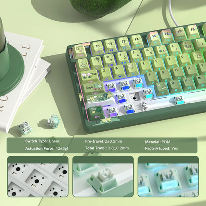 Womier SK80 Green Keyboard Gasket Mounted RGB Hot Swap with Color OLED Display 75% Mechanical Gaming Keyboard for PC