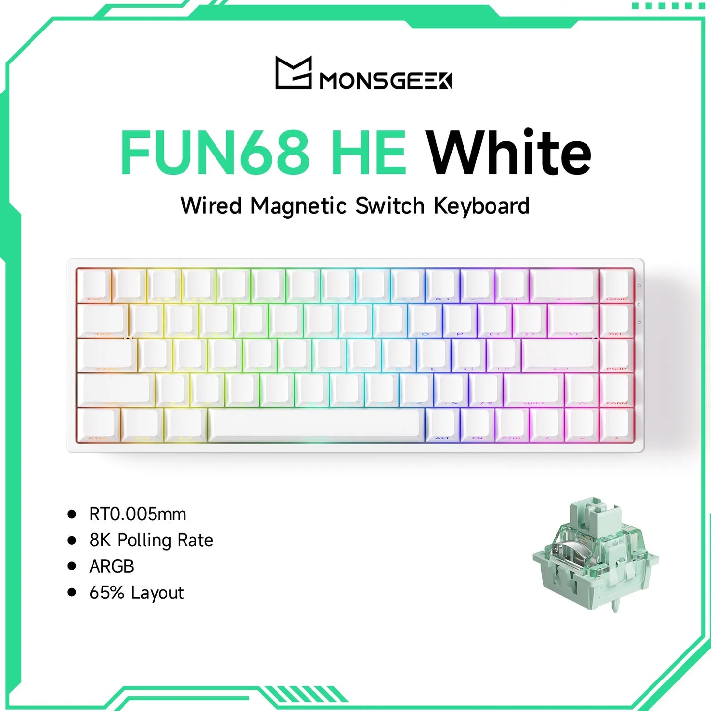 Teclado magnético Akko MonsGeek FUN68 FUN60 PRO&MAX HE 60% 65% para gaming, teclados gaming Rapid Trigger 8K, teclado personalizado para gamer e esports
