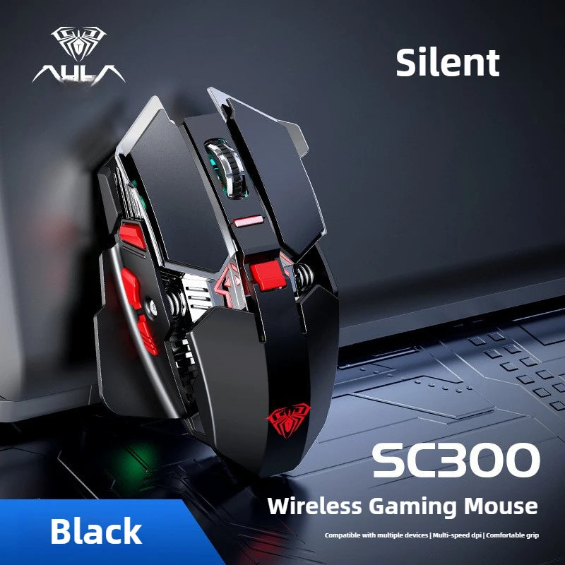 2025 Нова безжична гейминг мишка SC300 2.4G RGB 3200dpi, презареждаема, безшумна механична e-sports мишка за настолен компютър и лаптоп