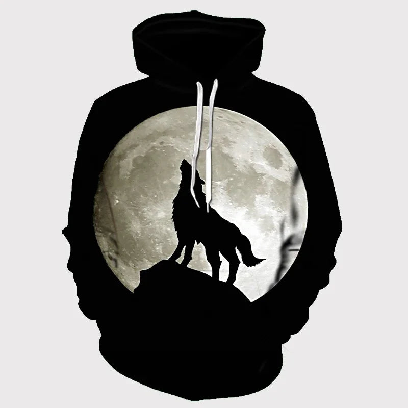 Animal Wolf – bluzy z kapturem drukowane w 3D dla mężczyzn i kobiet, modne, codzienne, oversize, swetry typu pullover, styl hip-hopowy, Harajuku, odzież uliczna