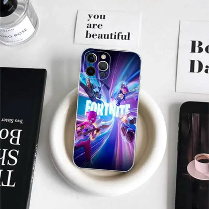 Cartoon B-Battle-R-Royales-F-FortniteS for iPhone 17 16 15 14 13 12 11 Pro Max Plus Transparent Soft TPU Phone Cover