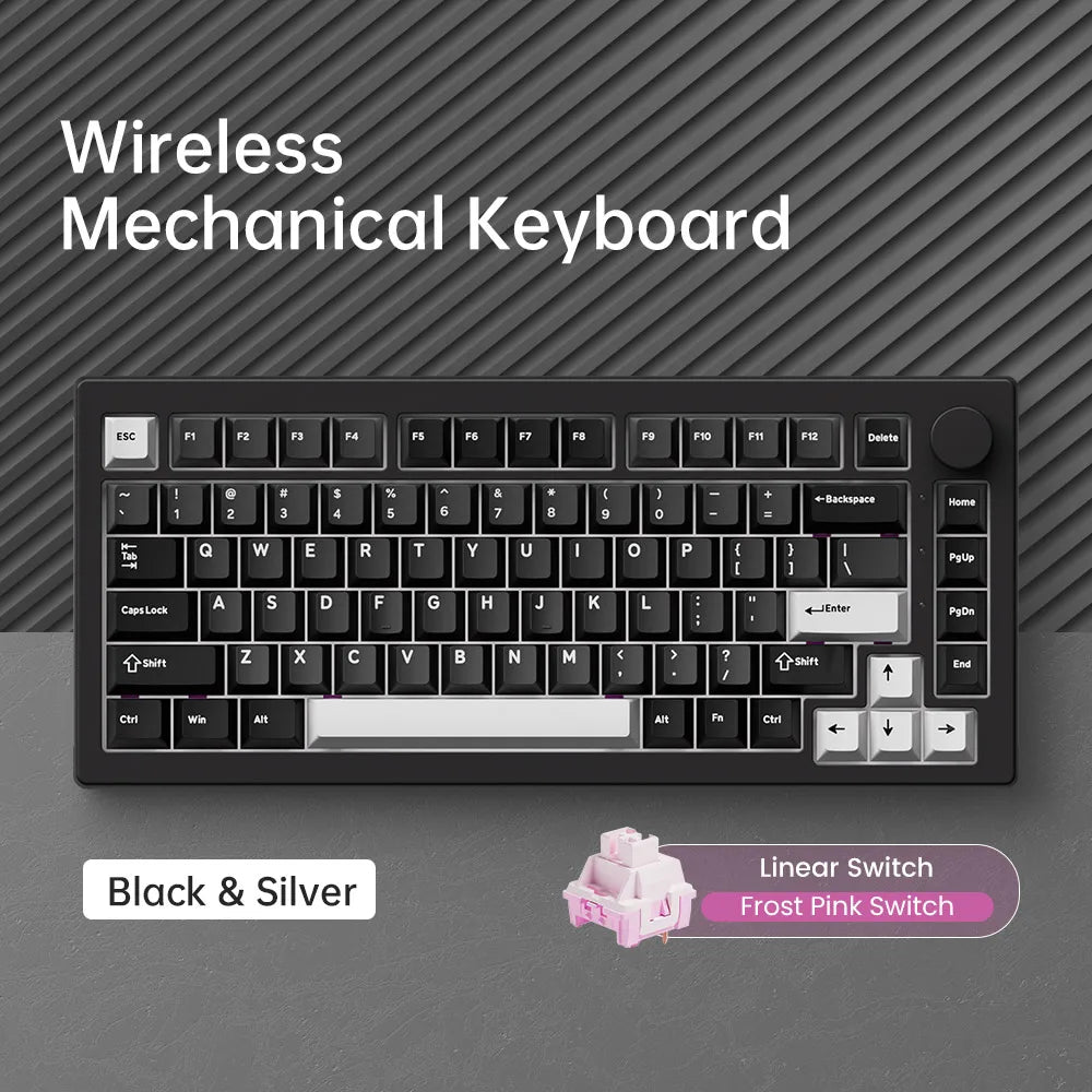 Tastiera meccanica gaming personalizzata Akko 5075 V3 75% ANSI-US con manopola del volume, hot-swappable, RGB, USB Type-C/2.4g e BT5.0 tri-mode