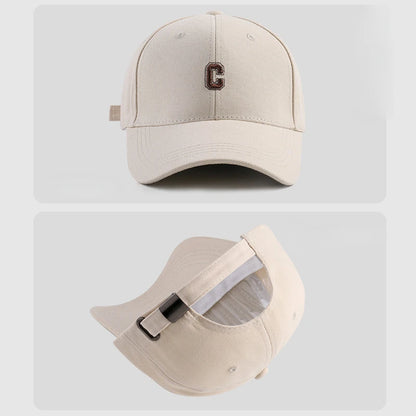 Hard-top C Letter Baseball Cap Men Women's Korean version of the tide peaked cap wide-brimmed big head  the curved brimmed hat