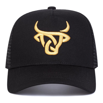 Unisex Ox Head Embroidery Baseball Net Caps Spring Summer Outdoor Adjustable Casual Hats Dad Hat Sunscreen Hat