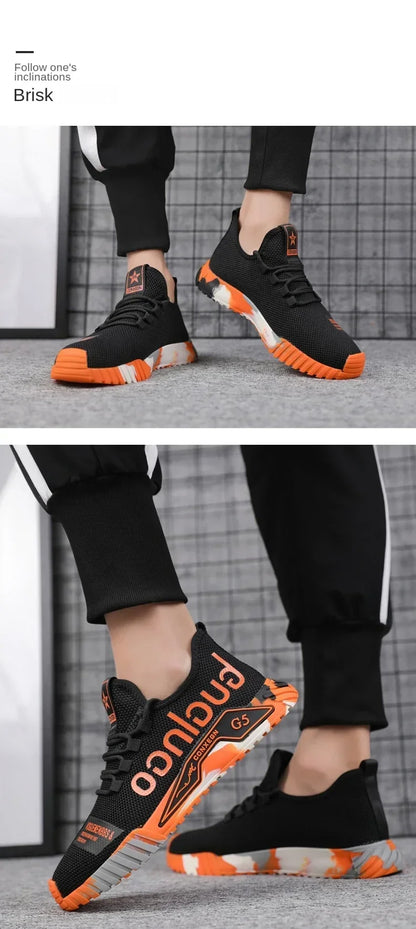 Runing Sport Fashion High Top Sneakers Zapatillas De Deporte Men Casual Mesh Shoes Light Soft Breathable Vulcanize Shoes