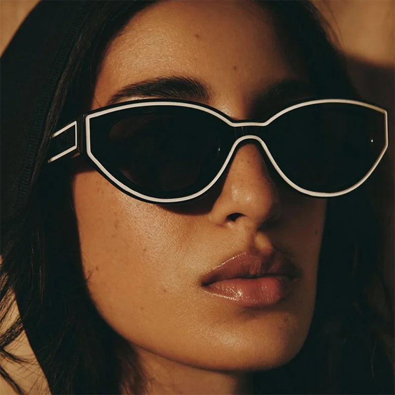 Fashion Unique Irregular Hip Hop Sunglasses Y2k Women Men Retro Glasses Ladies Beach Sunnies Outdoor Sport  with Metal Hinge