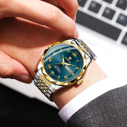 Orologio da polso di lusso al quarzo BINBOND Original Brand da uomo, luminescente, impermeabile, data automatica, indicazione del giorno della settimana, stile casual.