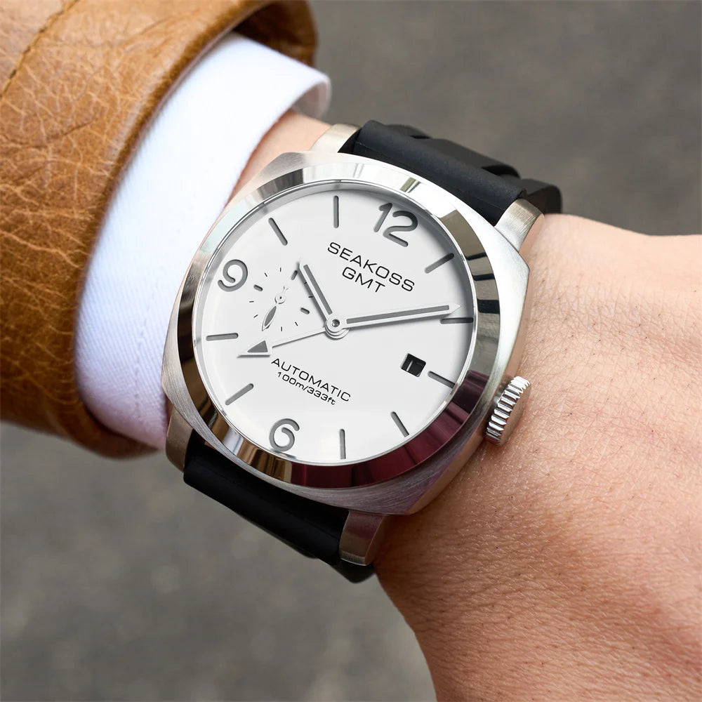 SEAKOSS 45mm Diving GMT Watch Automatic Mechanical Wristwatches Seagull ST2557 Movement 100M Luminous Calendar Men's Watches