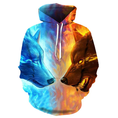 Animal Wolf – bluzy z kapturem drukowane w 3D dla mężczyzn i kobiet, modne, codzienne, oversize, swetry typu pullover, styl hip-hopowy, Harajuku, odzież uliczna