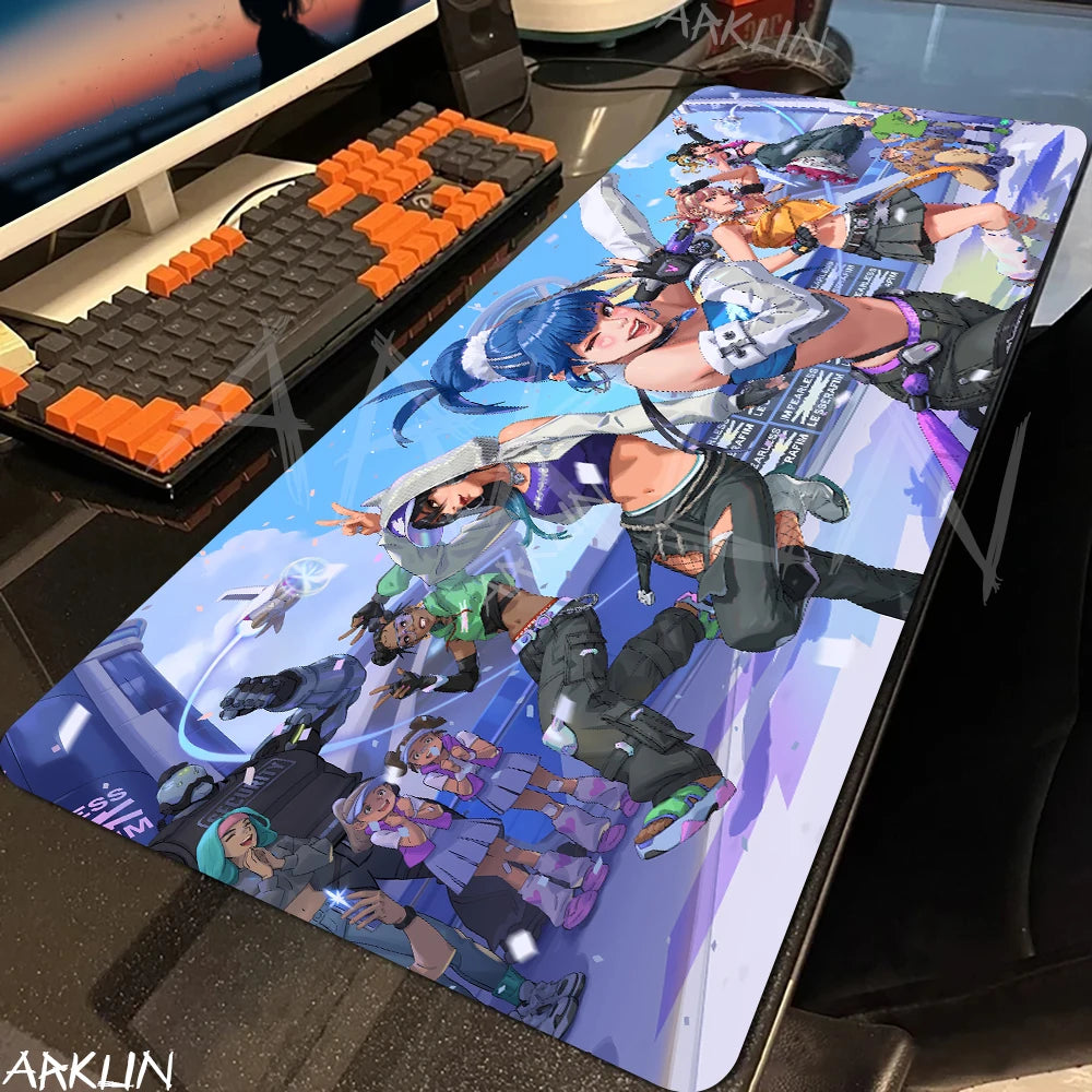 Alfombrilla de ratón gaming XXL de goma suave para escritorio y oficina, 900x400, estilo anime con chica gamer de Overwatch y FPS grandes