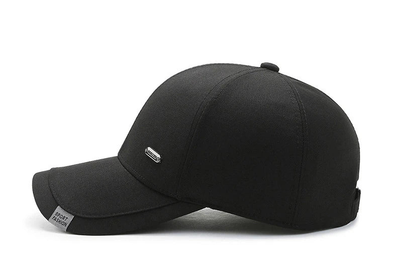 Men's Baseball Hat Hard Top Spring Autumn Big Head Circumference Cotton Cap Sun Protection Dad Cap Adjustable Strap Fishing Hat