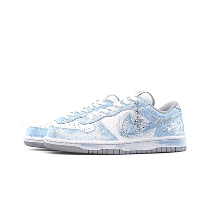 Räätälöidyt lenkkarit Nike Dunk ”Crushed Ice Blue Pudding” Uudet kiinalaiset ink wash -tyyliset matalavartiset miesten skeittikengät (Hevosen vuosi)