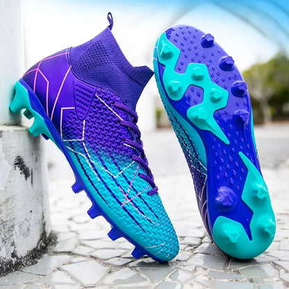 Nouvelles chaussures de Football professionnelles haut en cuir d'herbe artificielle jeunes étudiants chaussures de Football d'entraînement pour hommes et femmes sport