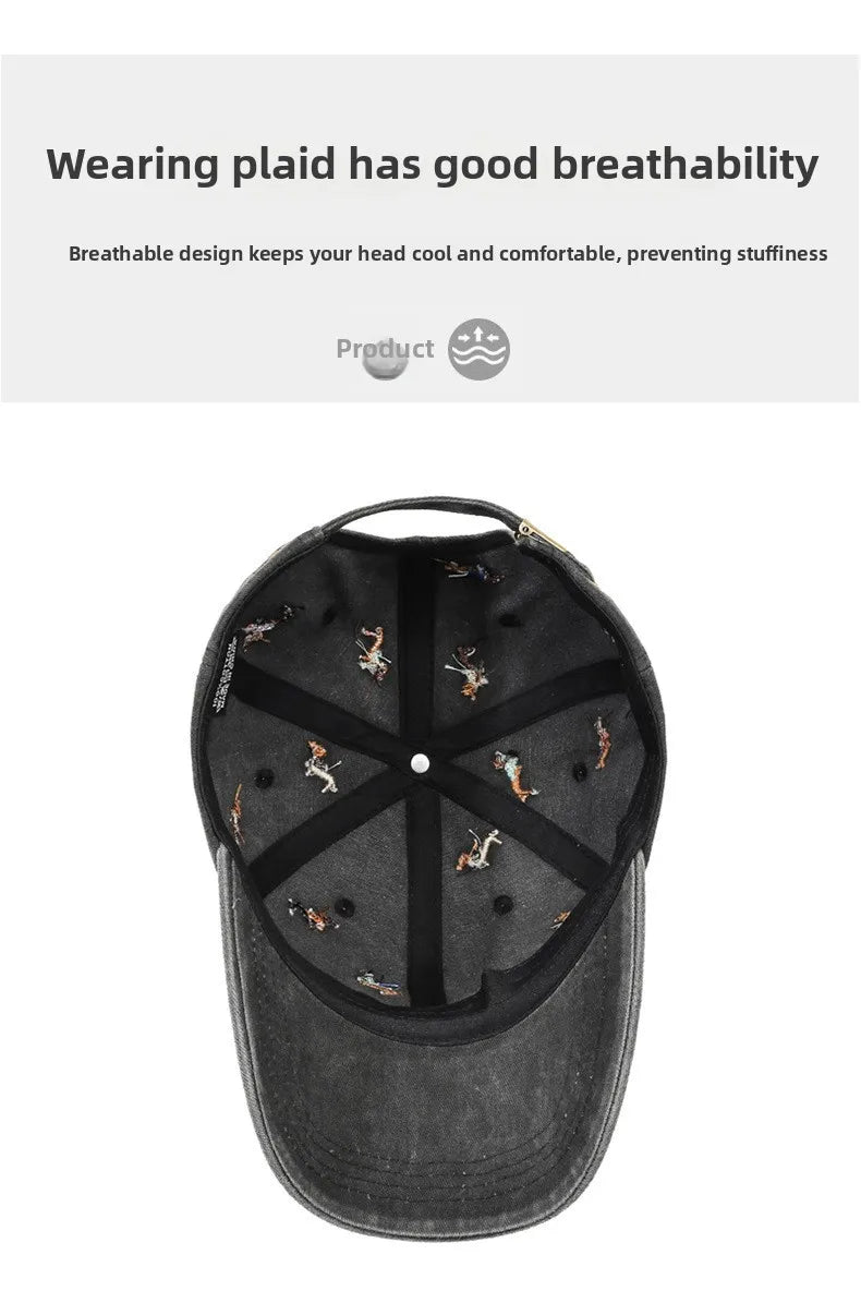 New puppy retro spring and autumn fashion washed Auteng soft top baseball cap, street worn new duckbill hat with embroidery