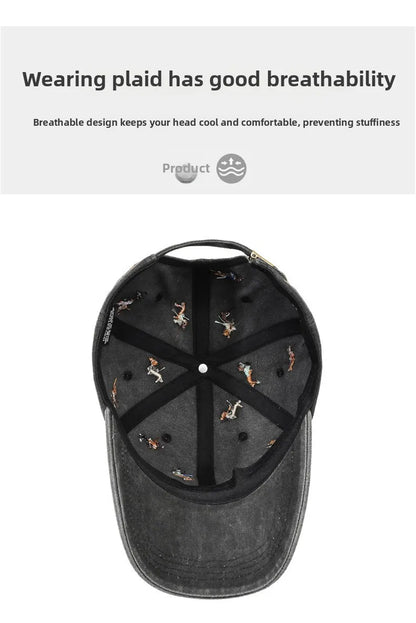 New puppy retro spring and autumn fashion washed Auteng soft top baseball cap, street worn new duckbill hat with embroidery
