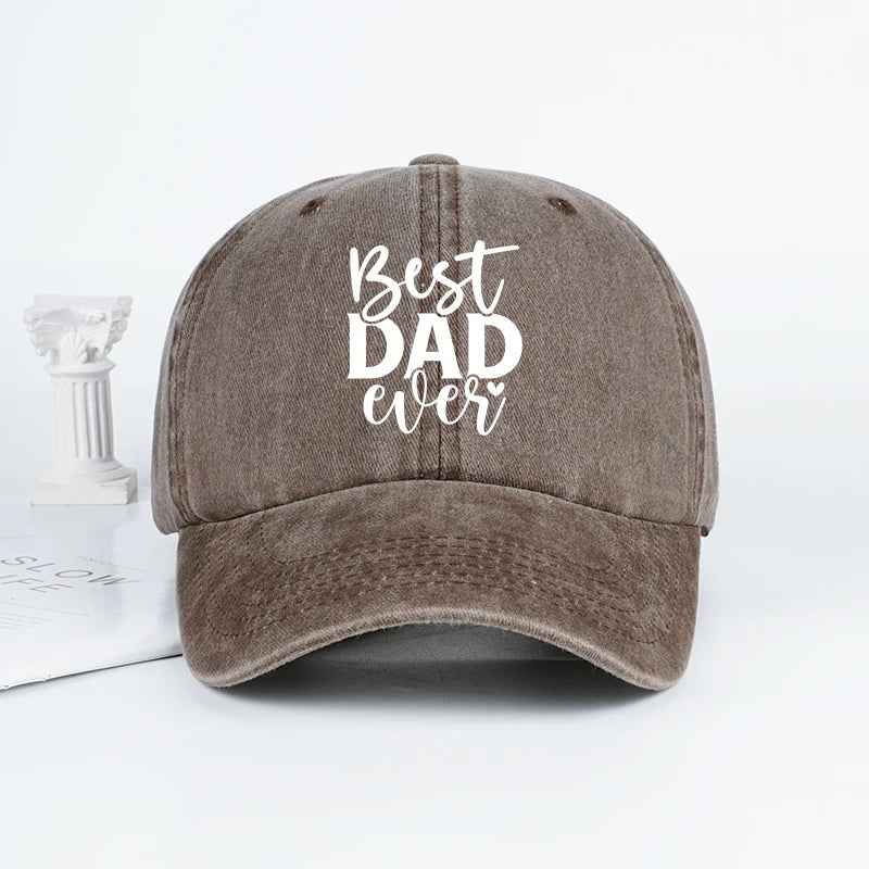 “Best DAD Ever” Printed Vintage Washed Baseball Cap – Adjustable, Casual, Men's Father's Day Gift, Dad Cap – Fishing & Hiking