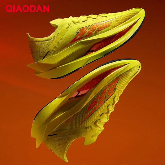 QIAODAN „Feiying Plaid 3 Carbon Plate“ vyriški bėgimo bateliai, maratono lenktyniniai sportiniai bateliai su atšokimo amortizacija, sportiniai bateliai QDB023262290