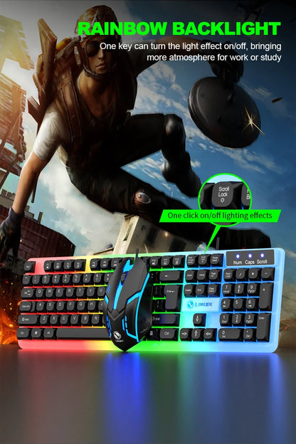 Combo de teclado y ratón gaming NG GTX350 para ordenador y portátil, kit gamer con retroiluminación LED, teclado USB con cable GTX350, set negro