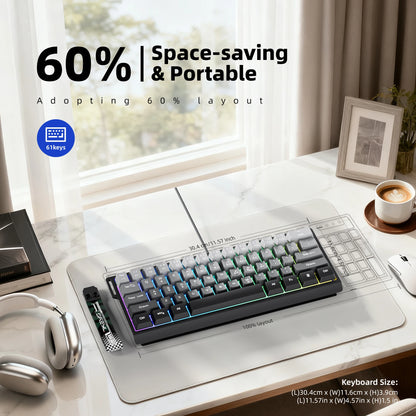60% kompakte kabelgebundene Tastatur mit RGB-Hintergrundbeleuchtung und Keycaps mit Farbverlauf, geeignet für Windows-Tablets, Laptops und Gamer.