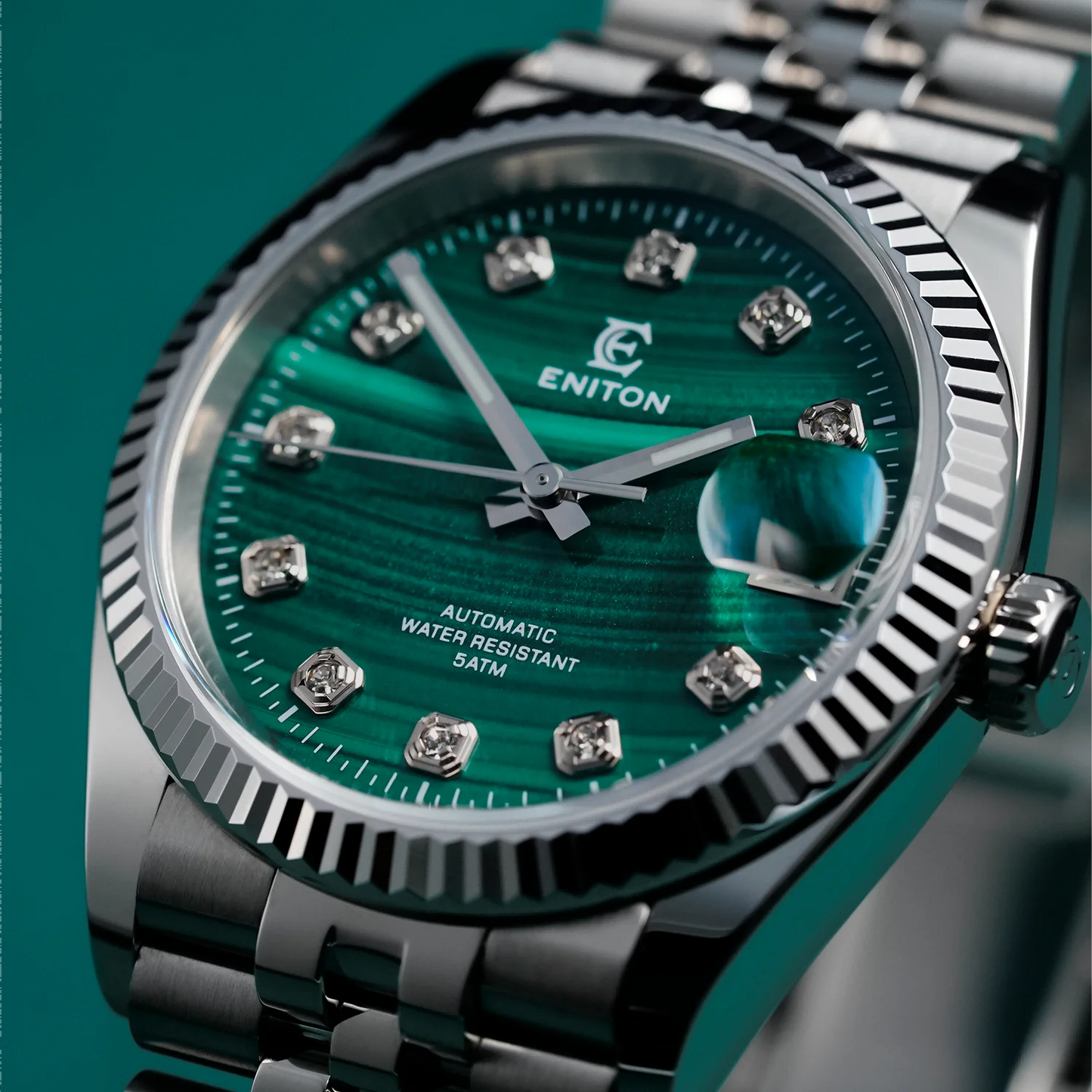 Eniton 36mm Men's Mechanical Watch with Stainless Steel Peacock Stone Tiger Eye Dial And NH35 Movement