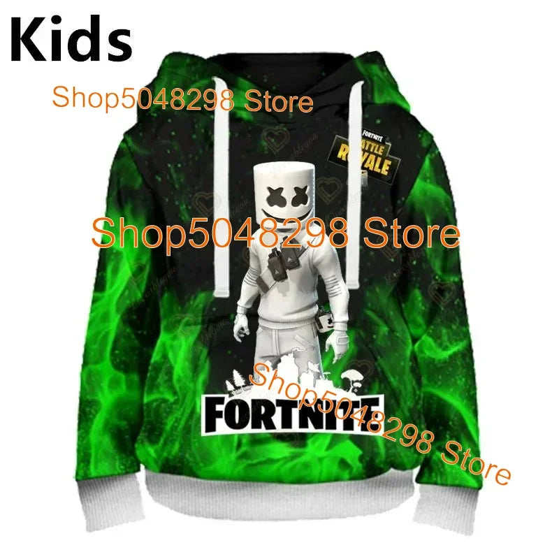 Men Women Hoodie 3D Battle Royale Print Fortnite Victory Printed Hoodies Boys Girls Hooded Streetwear Sweatshirts