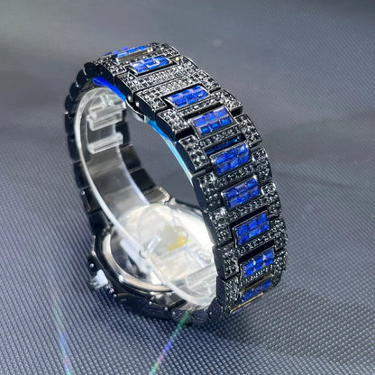 MISSFOX Luxury Watch For Men Rose Iced Out Diamond Hip Hop Quartz Waterproof Clock Men Square Diamond Male Watch 2026 New