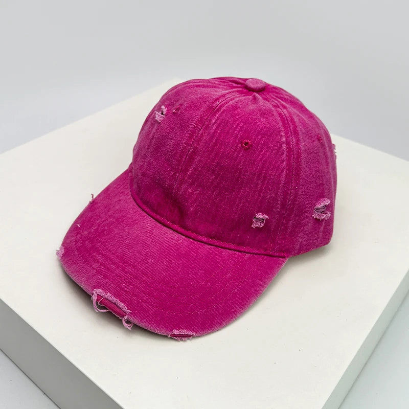 New Unisex Broken Style Solid Baseball Hats Breathable American Vintage Sunshade Simple Peaked Cap Versatile Fashion Casual ins