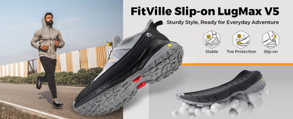 Sneakers larghe Fittington da uomo, scarpe da trekking slip-on, scarpe da corsa da uomo morbide e comode, scarpe da passeggio antiscivolo con supporto per l'arco plantare