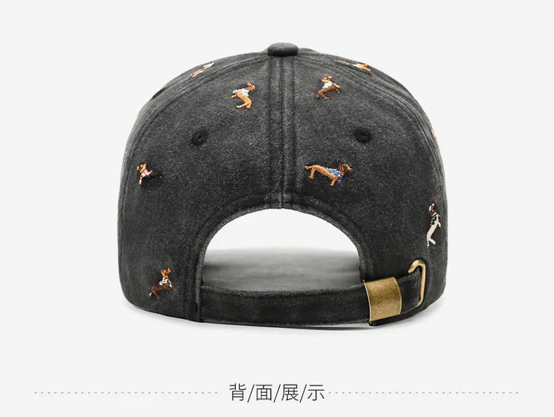 New puppy retro spring and autumn fashion washed Auteng soft top baseball cap, street worn new duckbill hat with embroidery