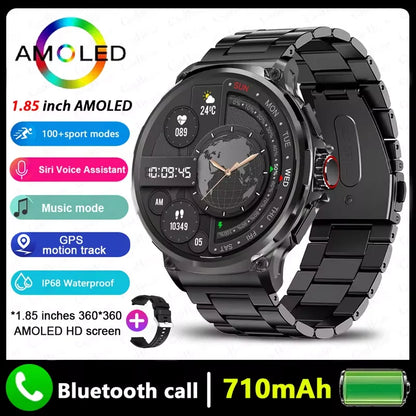 2026 New GPS Track Smart Watch Men 1.85-Inch HD AMOLED Screen 710 Mah Battery Sport Bluetooth Call Smartwatch For Android IOS