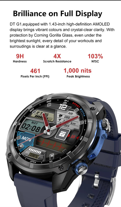 New Outdoor Precise GPS Map GNSS Smart Watch Men 10TM Waterproof 1000mAh Battery 170+Sport Mode Bluetooth Call AMOlED Smartwatch