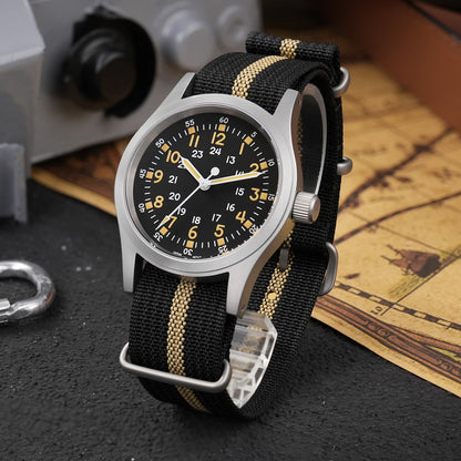 Militado ML05 38mm Military Field Watch VH31 Sweep Quartz Movement Domed Sapphire Crystal Waterproof 100M Super Luminous Watches