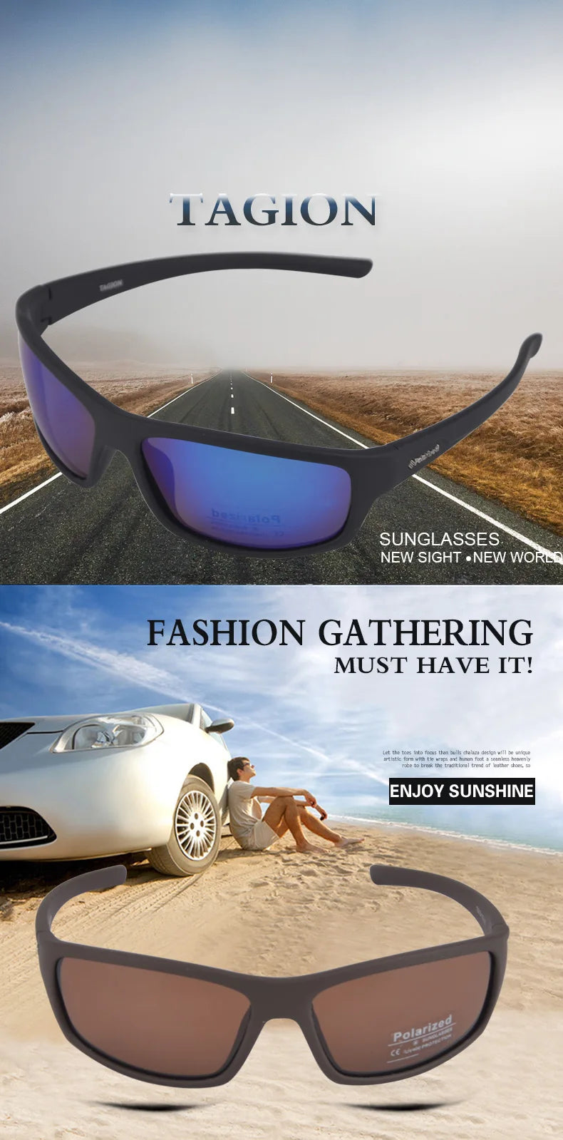 TAGION Sport Sunglasses Men Polarized Hipster Glasses UV400 Hiking Driving Glasses Lentes De Sol Hombre Polarizing Lenses TG5104