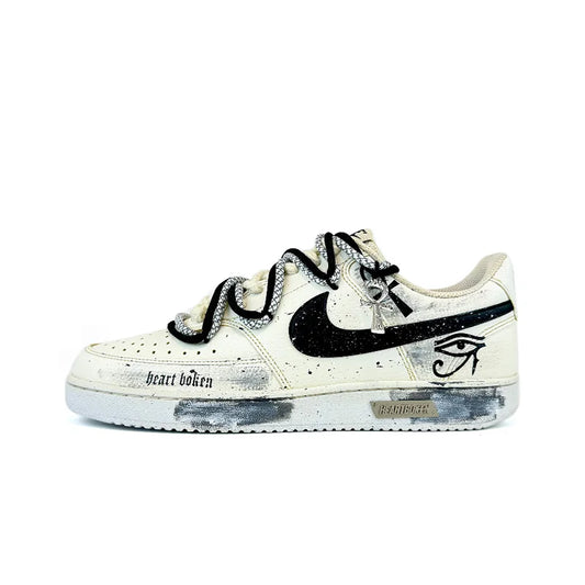 Spersonalizowane trampki Nike Court Vision 1 Low „Eye of God 2.0” z efektem postarzenia i plamami – męskie trampki do skateboardingu
