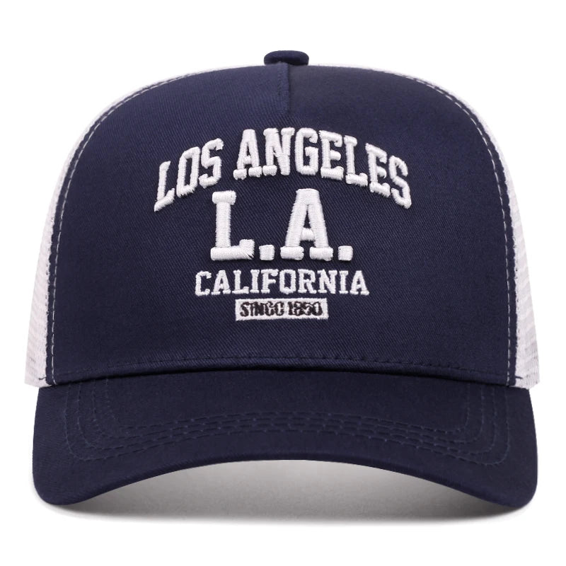 LOS ANGELES embroidered men's and women's outdoor sports event cap American trucker net hat trend fashion