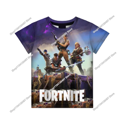 T-shirt Fortnite 2026 para rapaz, verão, anime, gaming, T-shirt para todos, camisola gira, T-shirt básica Battle Gamer, manga curta para homem