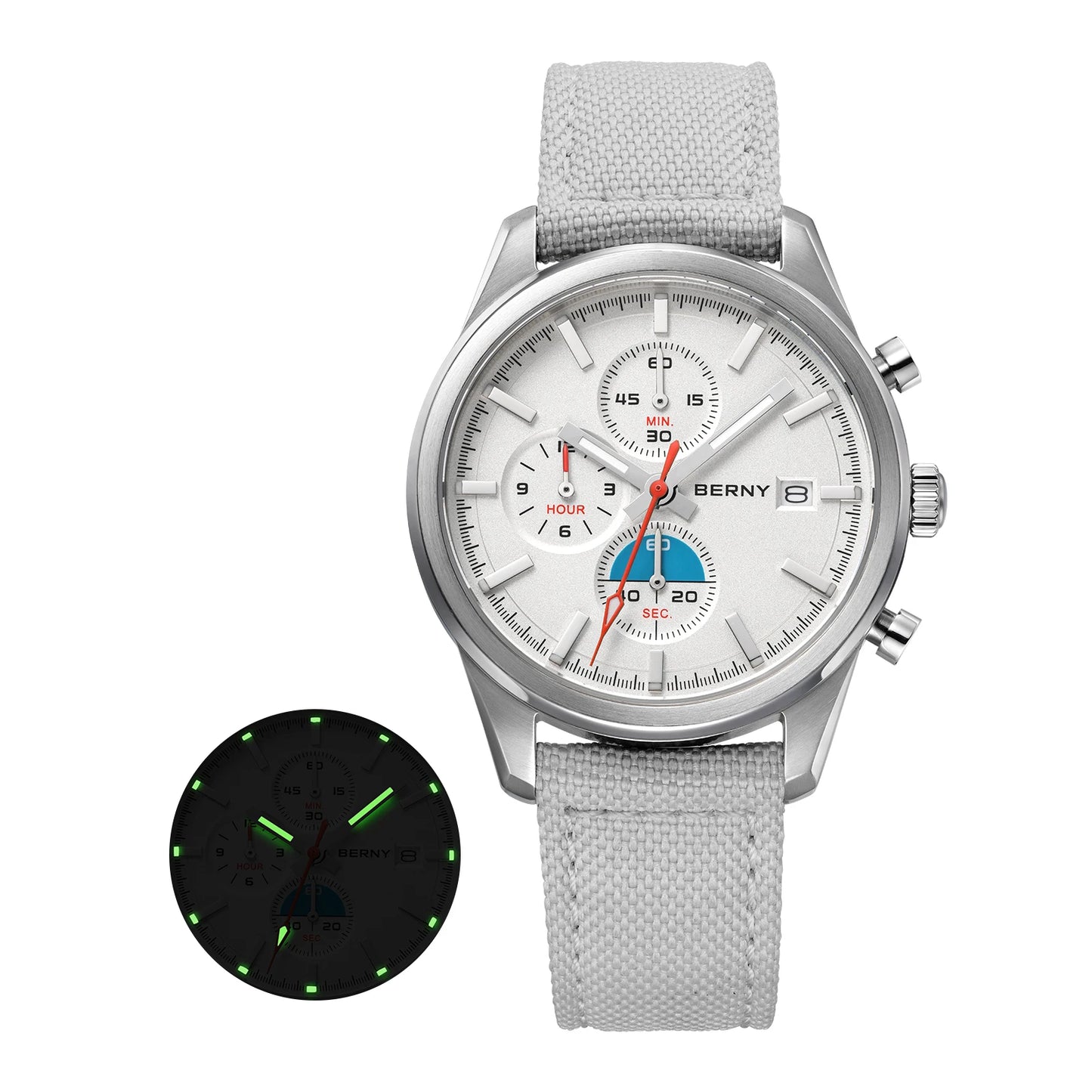BERNY Top Quartz Chronograph Men's Watches Luminous Miyota 0S10 Sapphire AR Coated 5ATM Waterproof 2026 New Sports Men's Watches