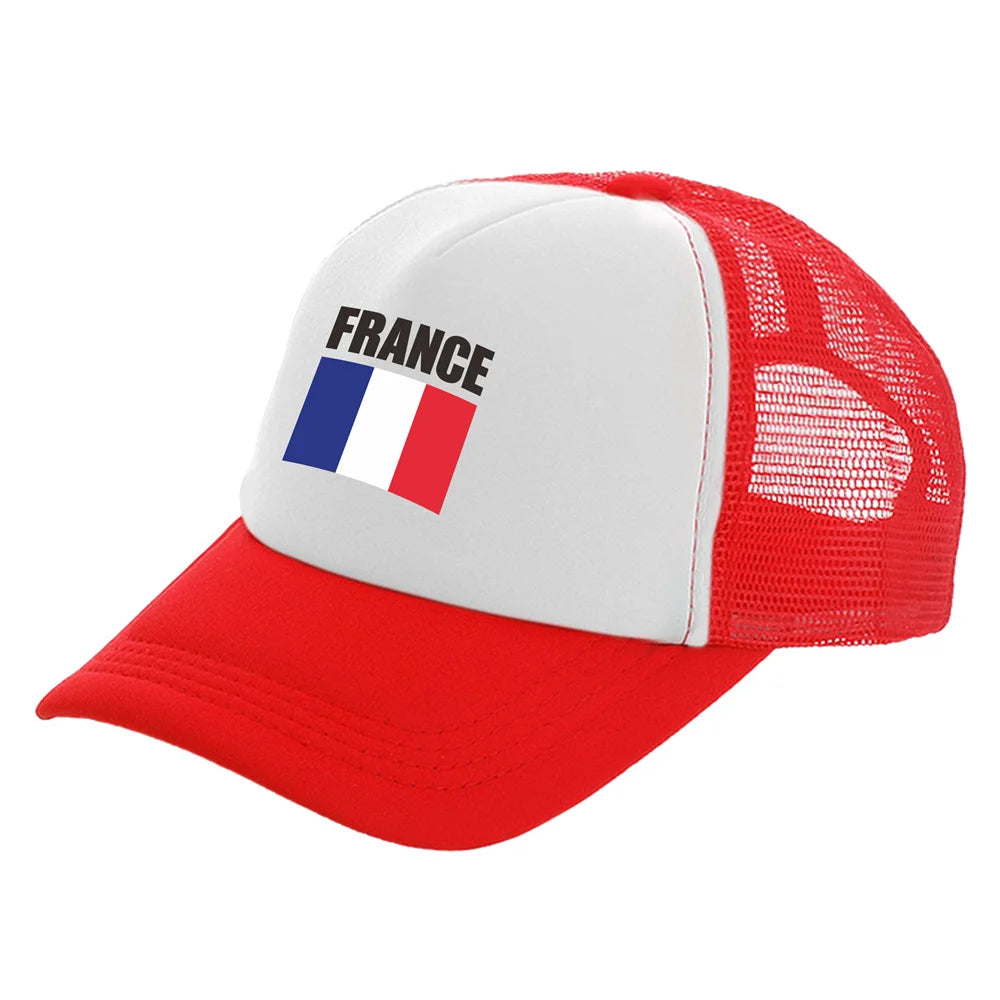 Franciaország Trucker sapkák Divatos, menő francia sapkák Baseball sapka Nyári, szabadtéri, napvédő hálós sapkák
