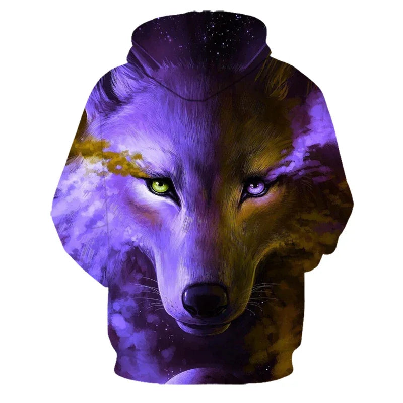 Animal Wolf – bluzy z kapturem drukowane w 3D dla mężczyzn i kobiet, modne, codzienne, oversize, swetry typu pullover, styl hip-hopowy, Harajuku, odzież uliczna