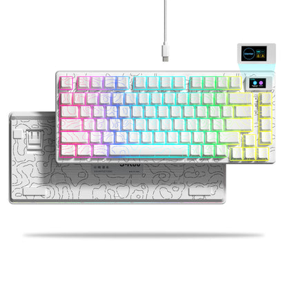 Womier SK80 Green Keyboard Gasket Mounted RGB Hot Swap with Color OLED Display 75% Mechanical Gaming Keyboard for PC