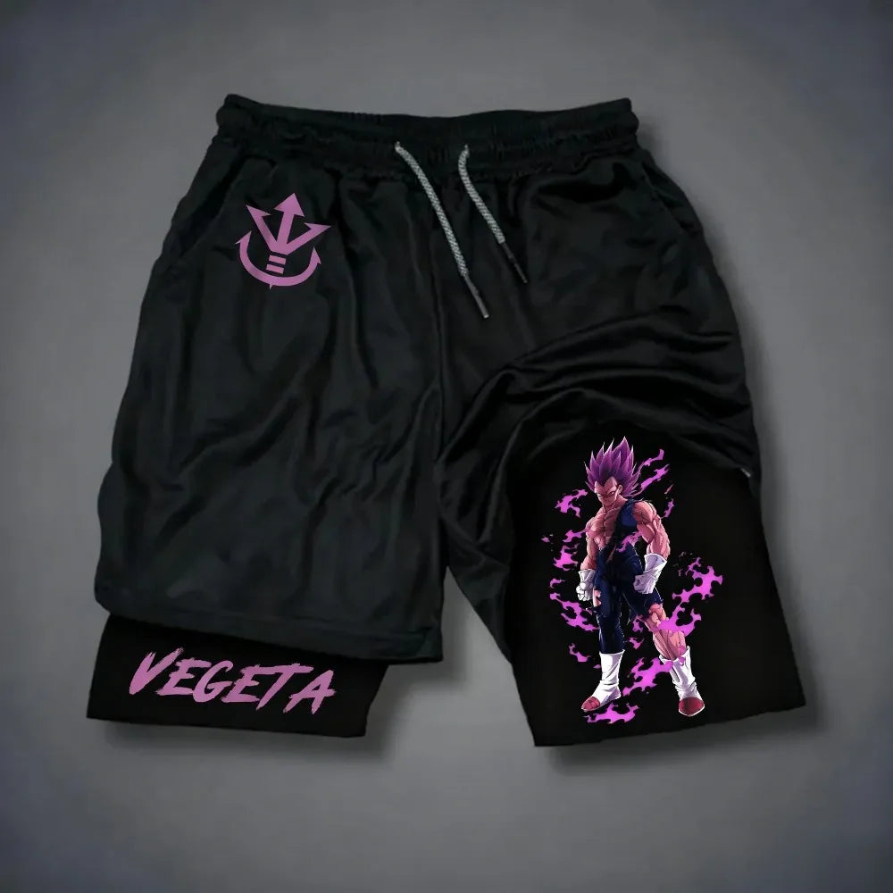 „Dragon Ball Z“ Super Saiyan Goku anime motyvas, vasariniai, unisex, laisvi, sportiniai, kvėpuojantys, greitai džiūstantys, dvigubo sluoksnio šortai