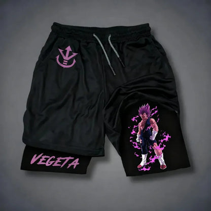 „Dragon Ball Z“ Super Saiyan Goku anime motyvas, vasariniai, unisex, laisvi, sportiniai, kvėpuojantys, greitai džiūstantys, dvigubo sluoksnio šortai