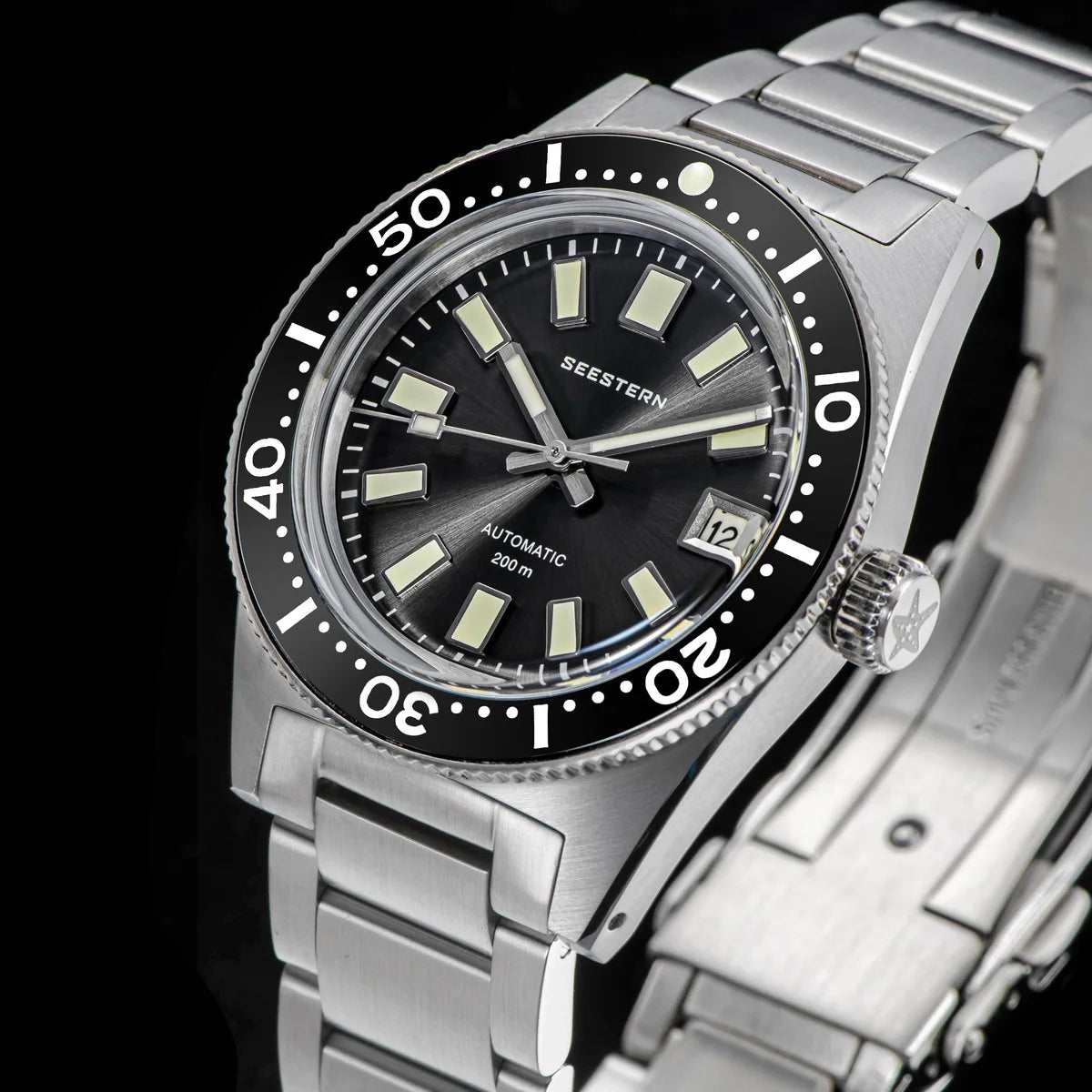 SEESTERN 62MAS Diving Watch Men Automatic Mechanical Wristwatch Luminous Bezel Waterproof NH35 Movement Sapphire Glass Bracelet