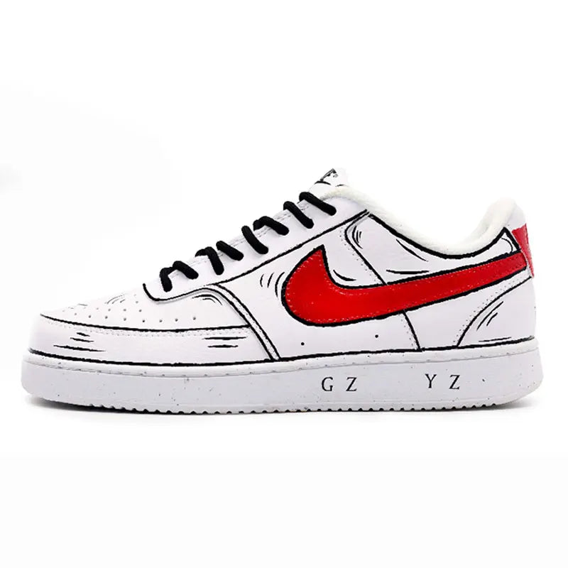 Räätälöidyt lenkkarit Nike Court Vision 1 Graffiti Anime -sarja, kulutusta kestävät miesten skeittikengät