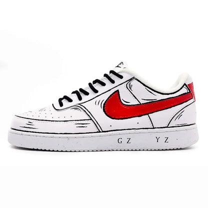 Räätälöidyt lenkkarit Nike Court Vision 1 Graffiti Anime -sarja, kulutusta kestävät miesten skeittikengät