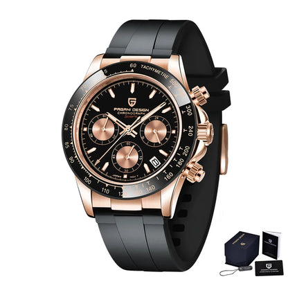 Original New PAGANI DESIGN PD-1664 Luxury Japan VK63 Movt Quartz Wristwatches Sapphire Waterproof Chronograph Gold Reloj Hombre