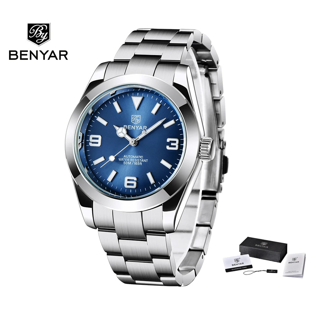 BENYAR 2025 Nuevo reloj mecánico automático para hombre, estilo business deportivo de lujo, relojes para hombre, resistente al agua 50M, Relogios Masculino